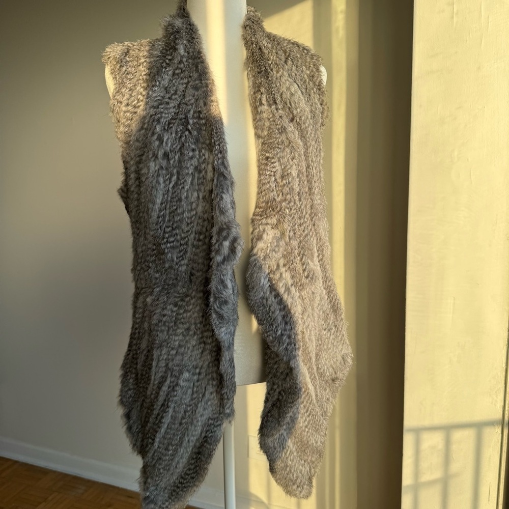 Genuine rabbit fur and wool vest size S - Picture 3 of 9